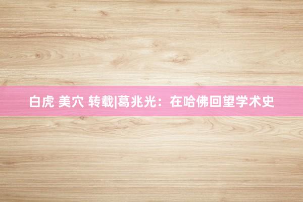 白虎 美穴 转载|葛兆光：在哈佛回望学术史