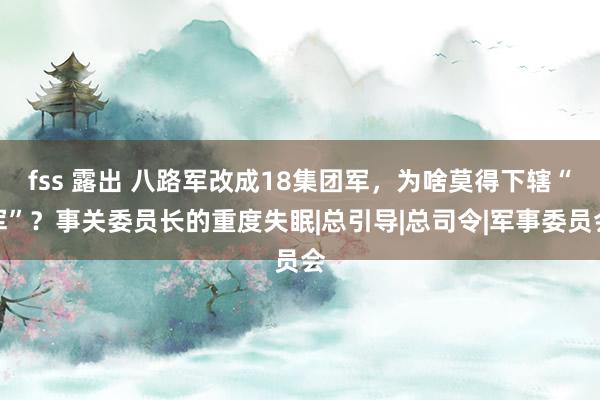 fss 露出 八路军改成18集团军，为啥莫得下辖“军”？事关委员长的重度失眠|总引导|总司令|军事委员会