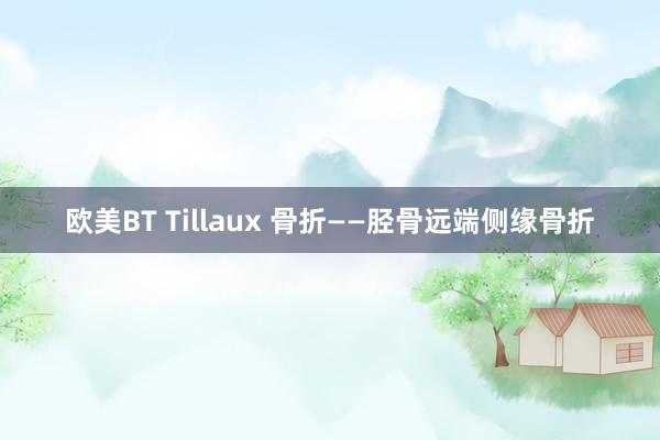 欧美BT Tillaux 骨折——胫骨远端侧缘骨折