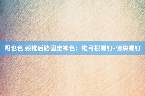 哥也色 颈椎后路固定神色：椎弓根螺钉-侧块螺钉
