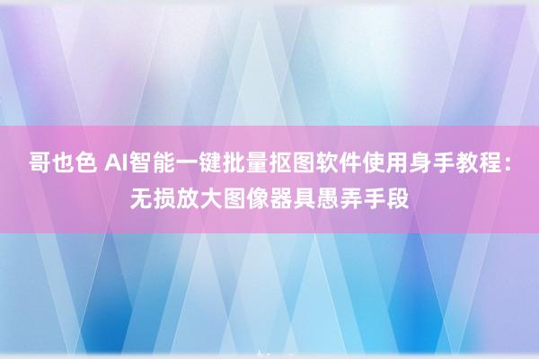 哥也色 AI智能一键批量抠图软件使用身手教程：无损放大图像器具愚弄手段