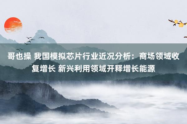 哥也操 我国模拟芯片行业近况分析：商场领域收复增长 新兴利用领域开释增长能源